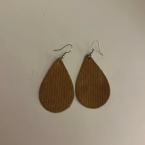 Mustard Yellow Corduroy Dangle Earrings